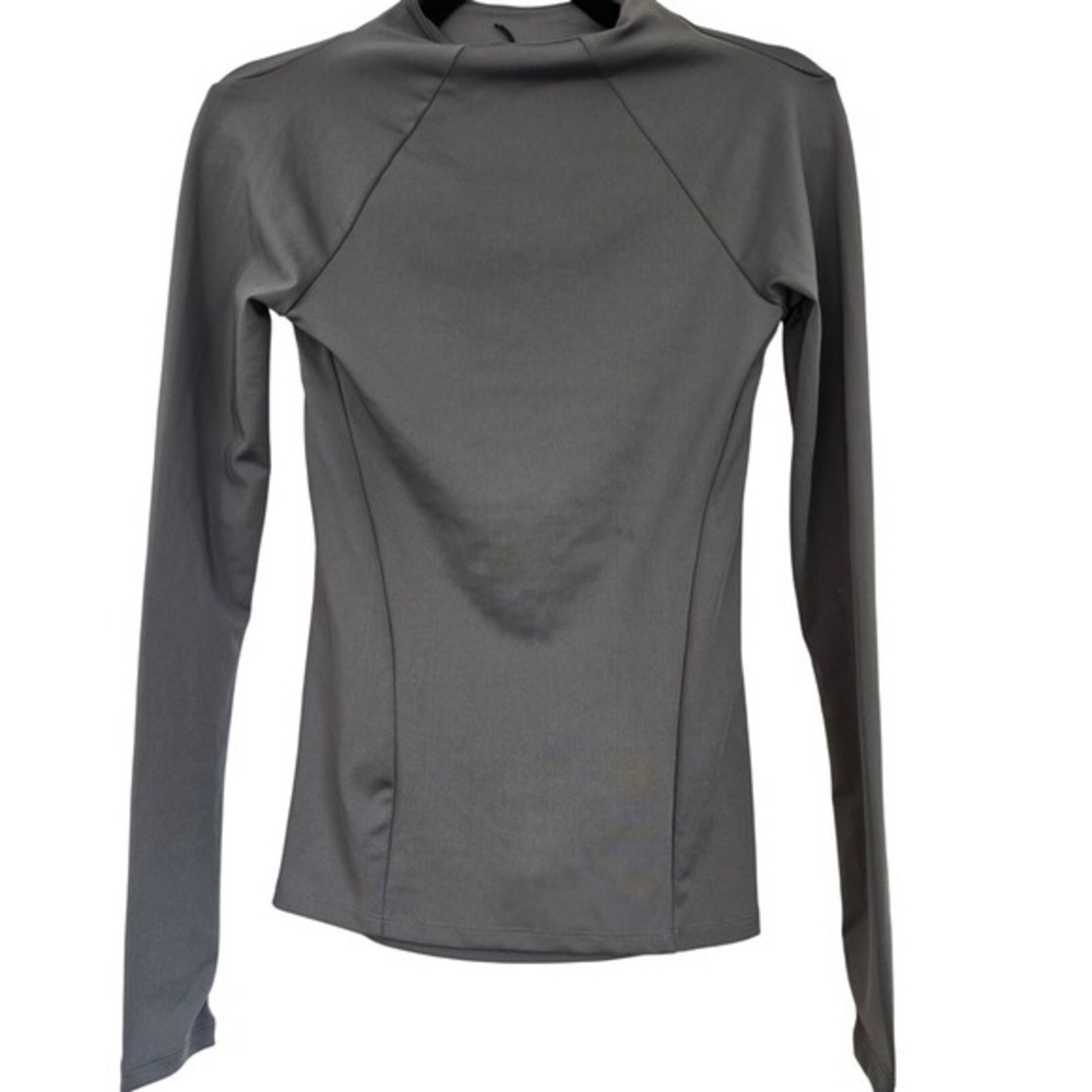 🆕️*NWT* Pull&Bear Gray Mock Neck Long Sleeve Thumb Hole Top Cut Out Back Size M